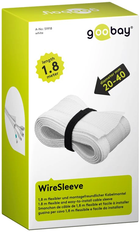 Osłona kabli na rzep WireSleeve Goobay 1,8m biała
