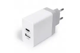 Podróżna Ładowarka sieciowa USB-C PD i USB Szybkie Ładowanie 17W Biała Spacetronik SPC-01W