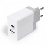 Podróżna Ładowarka sieciowa USB-C PD i USB Szybkie Ładowanie 17W Biała Spacetronik SPC-01W