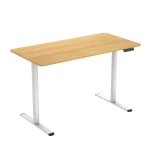 Verstellbarer Schreibtisch mit elektrischer Höhenverstellung Spacetronik Moris SPE-O121, 120x60, weißer Rahmen, helle Holzplatte