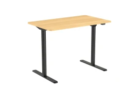 Verstellbarer Schreibtisch mit elektrischer Höhenverstellung Spacetronik Moris SPE-O121, 100x60, schwarz Rahmen, helles Holzplatte