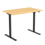 Verstellbarer Schreibtisch mit elektrischer Höhenverstellung Spacetronik Moris SPE-O121, 100x60, schwarz Rahmen, helles Holzplatte