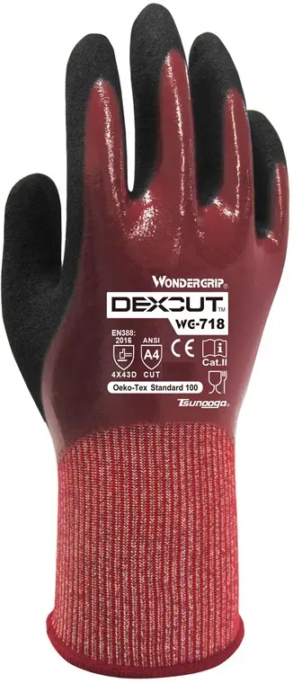 Rękawiczki wampirki do pracy w oleju, smarze Wonder Grip Dexcut WG-718 M/8