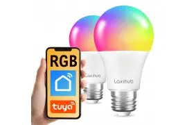 Smart żarówki WiFi E27 RGB 9W Tuya Google Alexa Laxihub Duopack