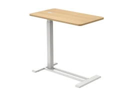 Bett-Tisch mit höhenverstellbarem Spacetronik BUDDY 08, Helle Holzplatte, Weißes Gestell
