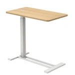 Bett-Tisch mit höhenverstellbarem Spacetronik BUDDY 07, Helle Holzplatte, Weißes Gestell