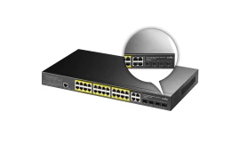 Switch zarządzalny L2 LAN 24x 1Gbps 4x porty SFP/TP 300W konsola przełącznik LAN Cudy GS2028PS4-300W