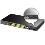Switch zarządzalny L2 LAN 24x 1Gbps 4x porty SFP/TP 300W konsola przełącznik LAN Cudy GS2028PS4-300W
