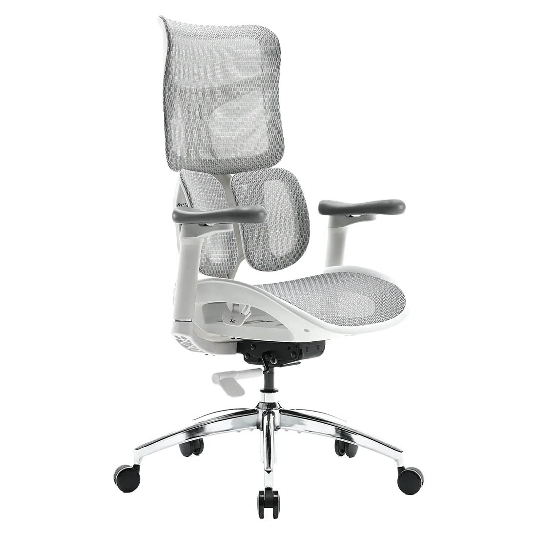 Grauer Bürostuhl für ein ergonomisches Büro – 4D-VERSTELLUNG – Spacetronik SPRINGLE 22