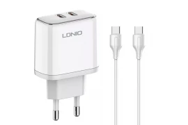 Szybka ładowarka 2x USB-C PD do telefonu 35W kabel USB-C / USB-C Szybkie Ładowanie LDNIO A2528C