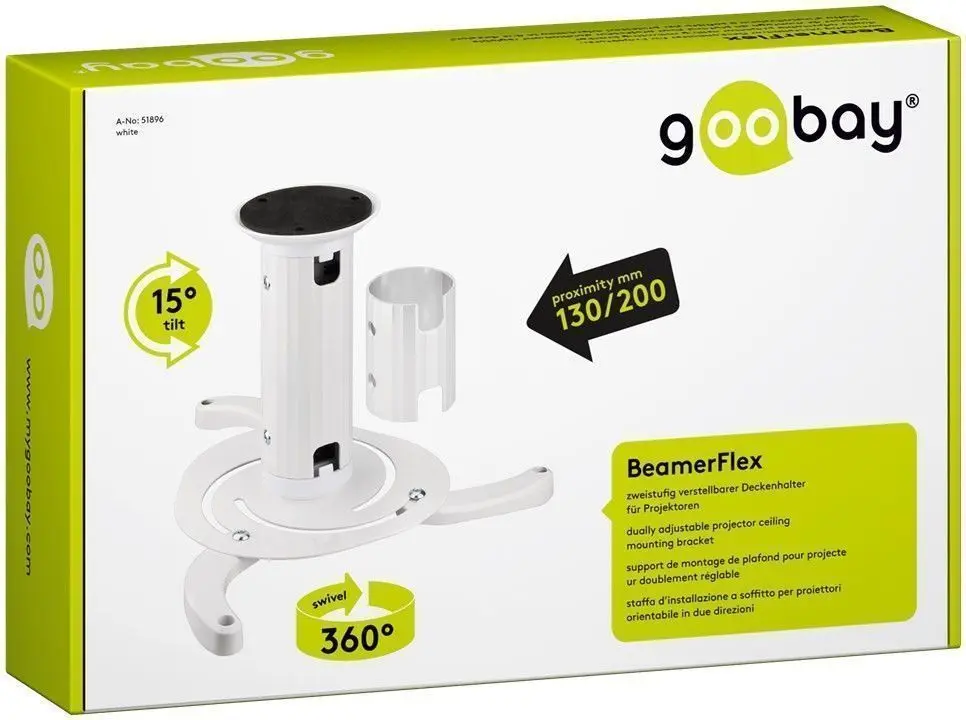 Uchwyt do projektora Goobay BeamerFlex 130-200mm BIAŁY