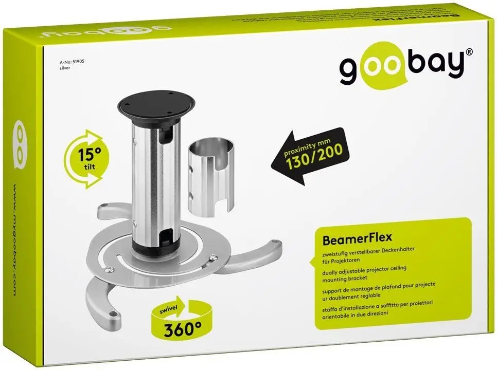 Uchwyt do projektora Goobay BeamerFlex 130-200mm SREBRNY