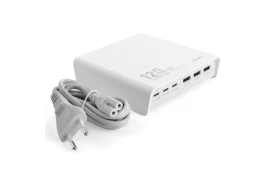 Multifunktionale weiße Ladestation 120 W LDNIO Q605 6 USB-Anschlüsse (3 USB-C, 3 USB-A)