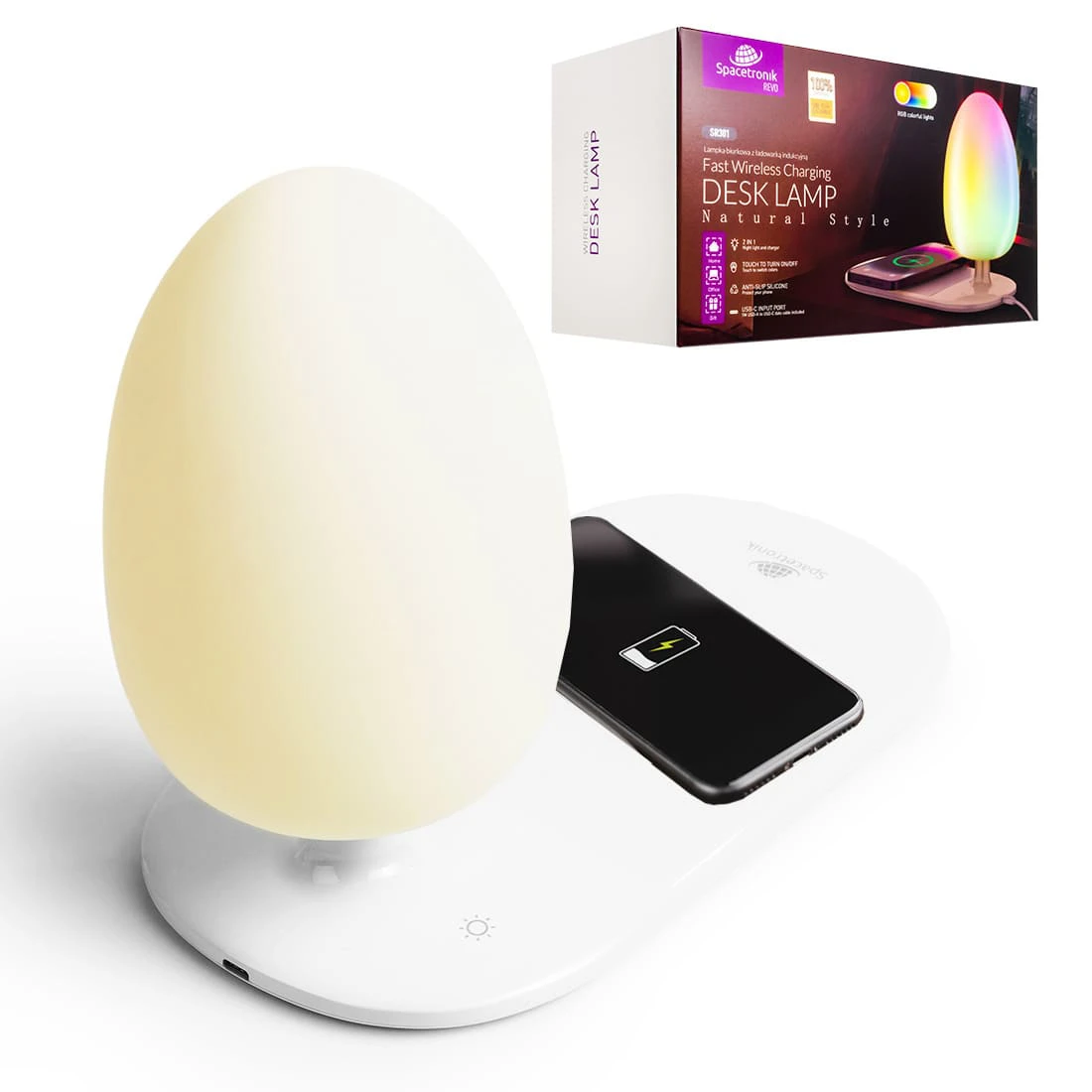 Multifunktionale Nachtlampe mit schnellem Induktionsladegerät Spacetronik SR301