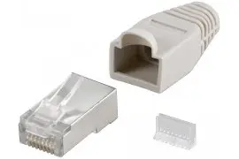 Wtyk sieciowy RJ45 8P8C w białej gumowej osłonie