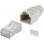 Wtyk sieciowy RJ45 8P8C w białej gumowej osłonie