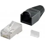 Wtyk sieciowy RJ45 8P8C w czarnej gumowej osłonie