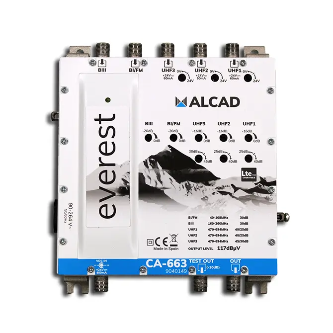 Wzmacniacz wielozakresowy Alcad CA-663 3xUHF, BI/FM, BIII/DAB, LTE700 LTE800