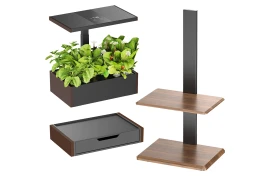 Set 10L Bewässerungsblumentopf + Blumenständer Schublade Pflanzenlampe SMART GARDEN Spacetronik