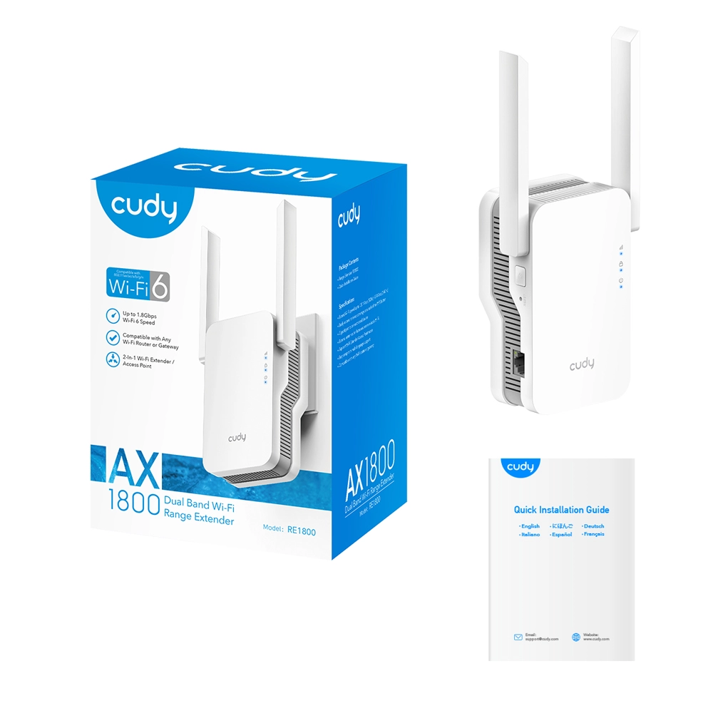 Cudy M1800 WiFi AX1800 Dual Band WiFi 6 Router + Repeater RE 1800